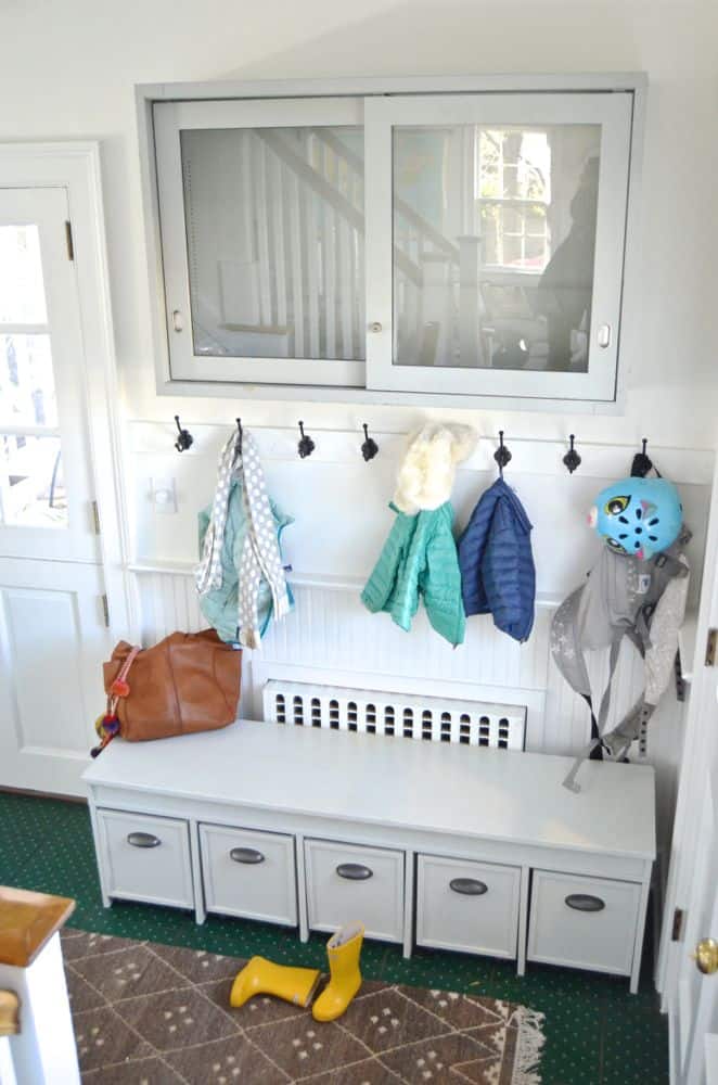 coats hanging in mudroom