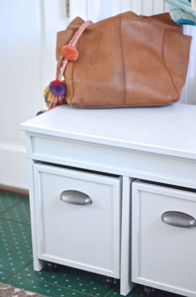 detail of mudroom bench