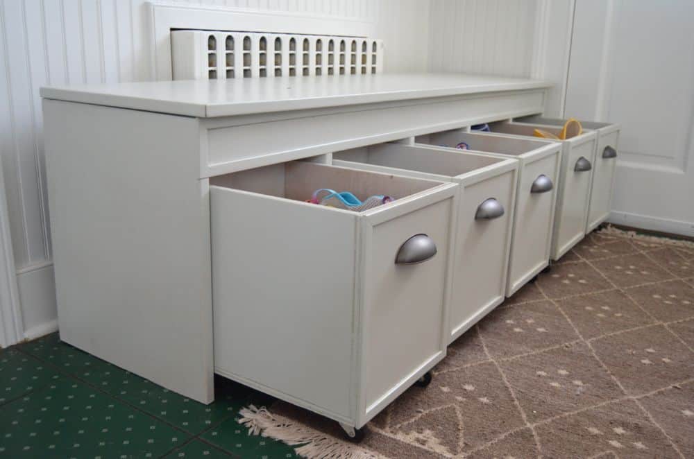 detail of mudroom drawers