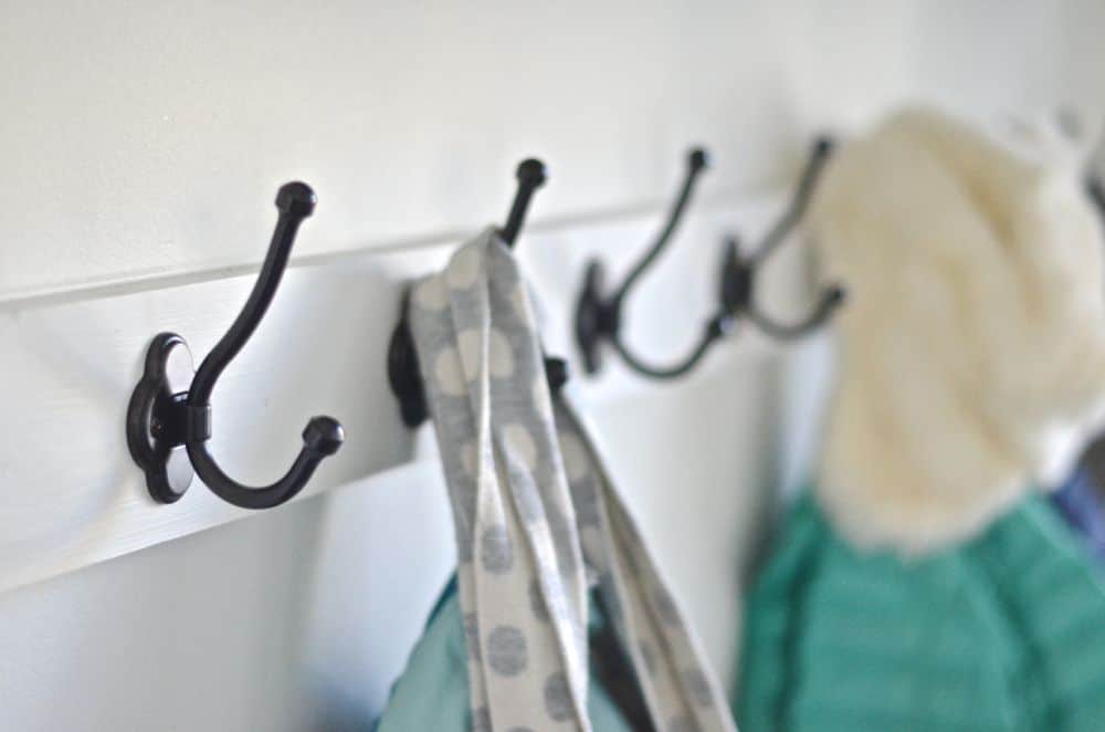 detail of mudroom hooks