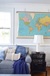 edge of vintage map in family room