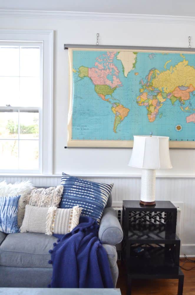 edge of vintage map in family room