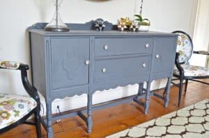 foyer table repainted with gray