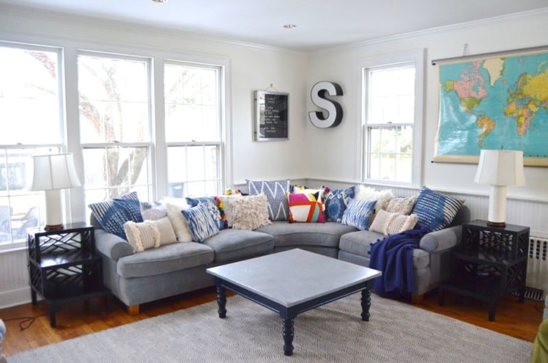 Thrifted Blue And White Family Room At Charlotte S House