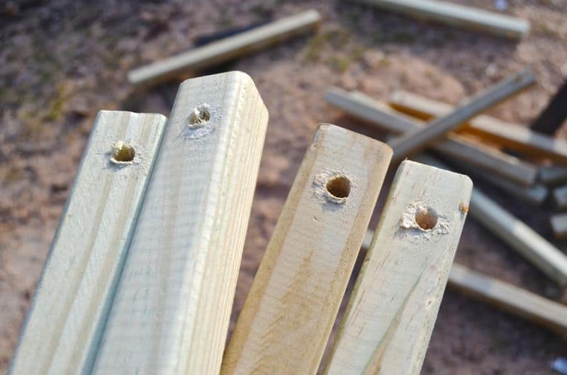 Holes drilled through spindles