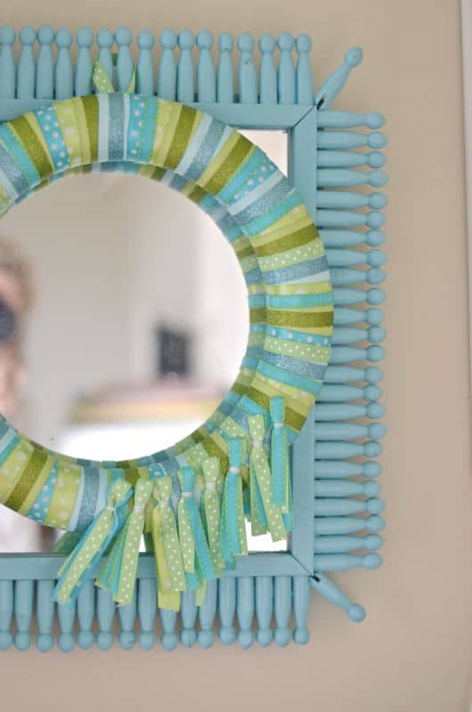 Tassel wreath hanging on mirror