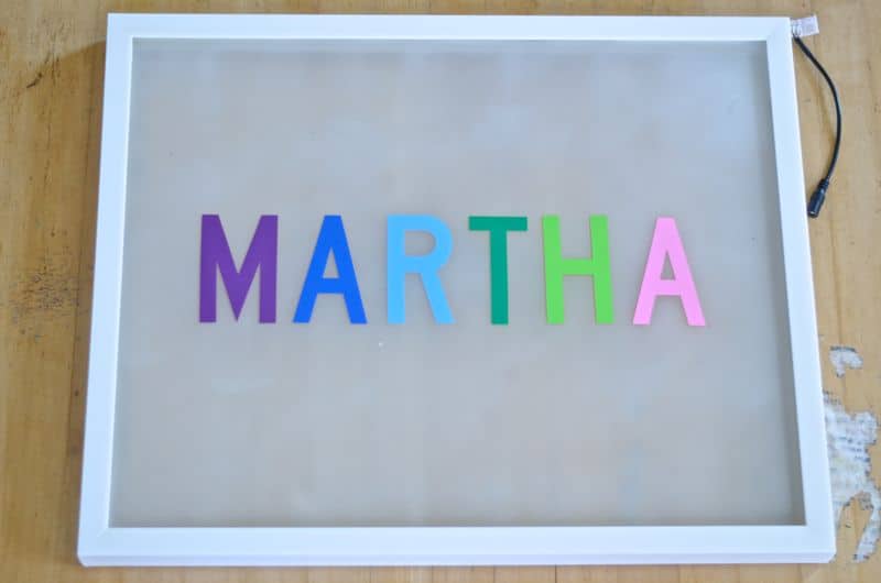 DIY light box with custom name