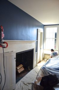 blue dining room in progress