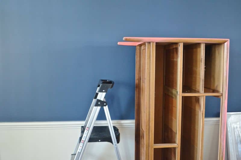 dresser on edge for painting
