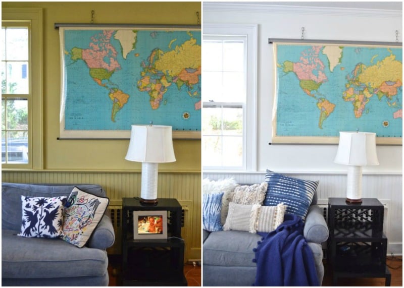 paint behind map in family room