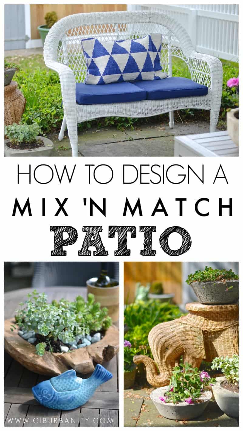 How to decorate a patio with mixed and matched eclectic furniture.