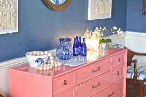 accessories on coral sideboard