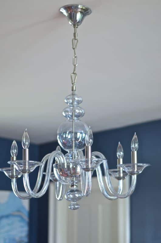 blue glass chandelier