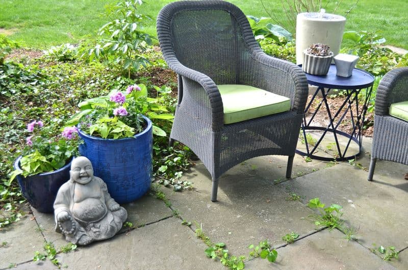 How to decorate a patio with mixed and matched eclectic furniture.