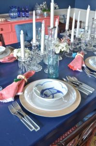 tablescape in eclectic dining room