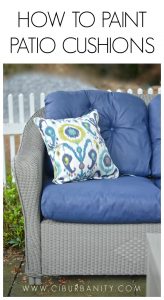 How to makeover patio cushions by painting them with regular ol’ latex paint.