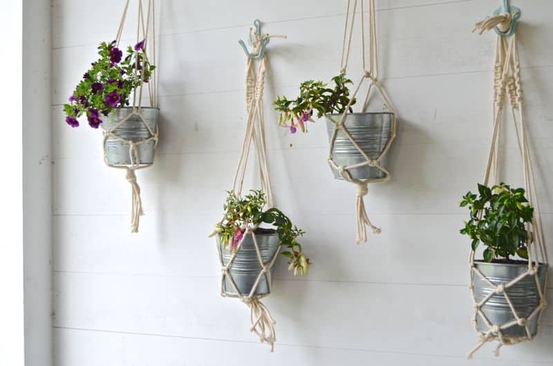 Simple macrame plant holders. Ten minutes and under $5.