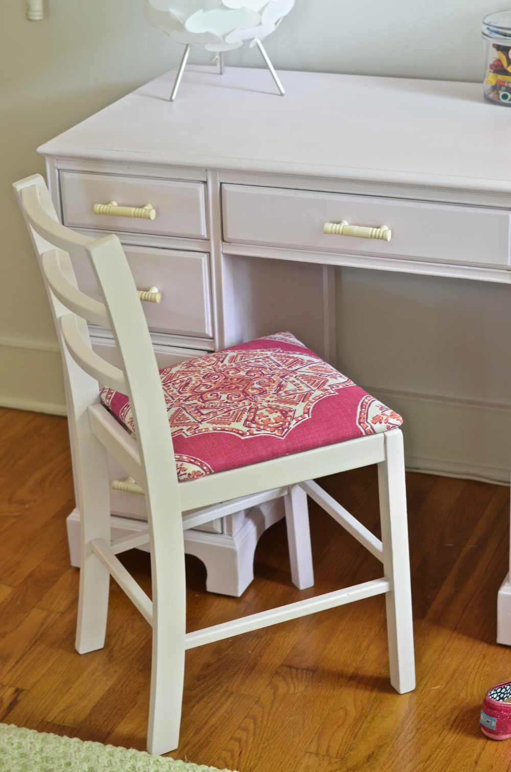 Refinished pink desk for a little girls thrifted room.