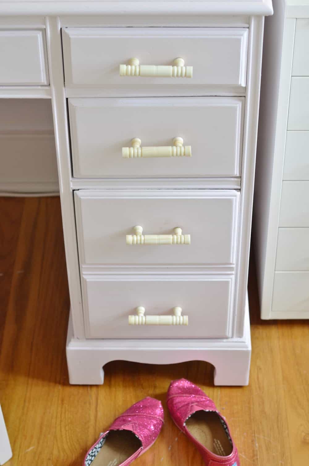 Refinished pink desk for a little girls thrifted room.