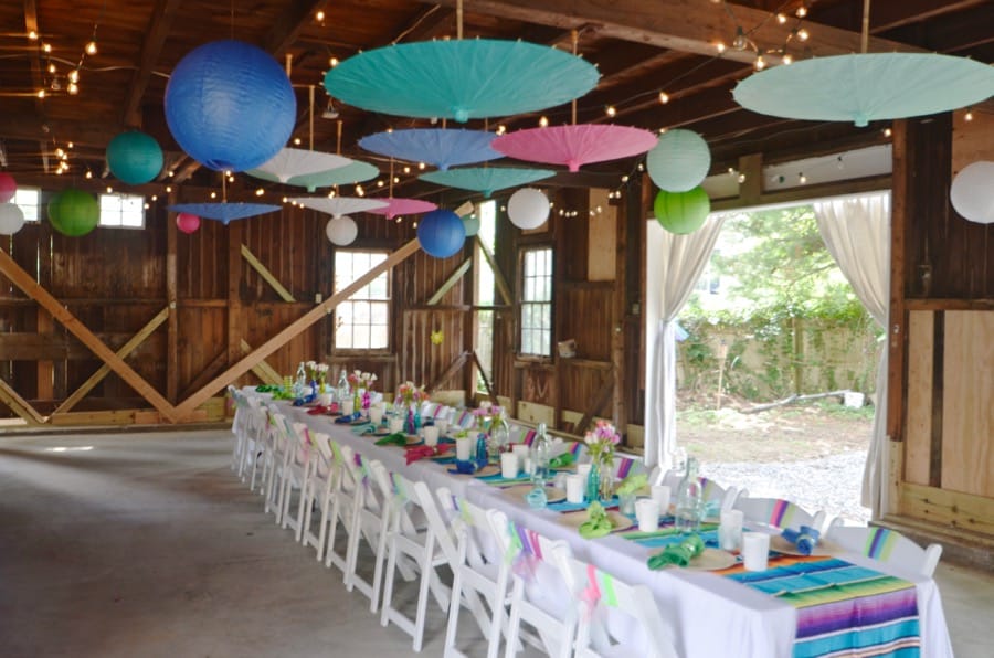 Decorating details to host a colorful rustic barn party.