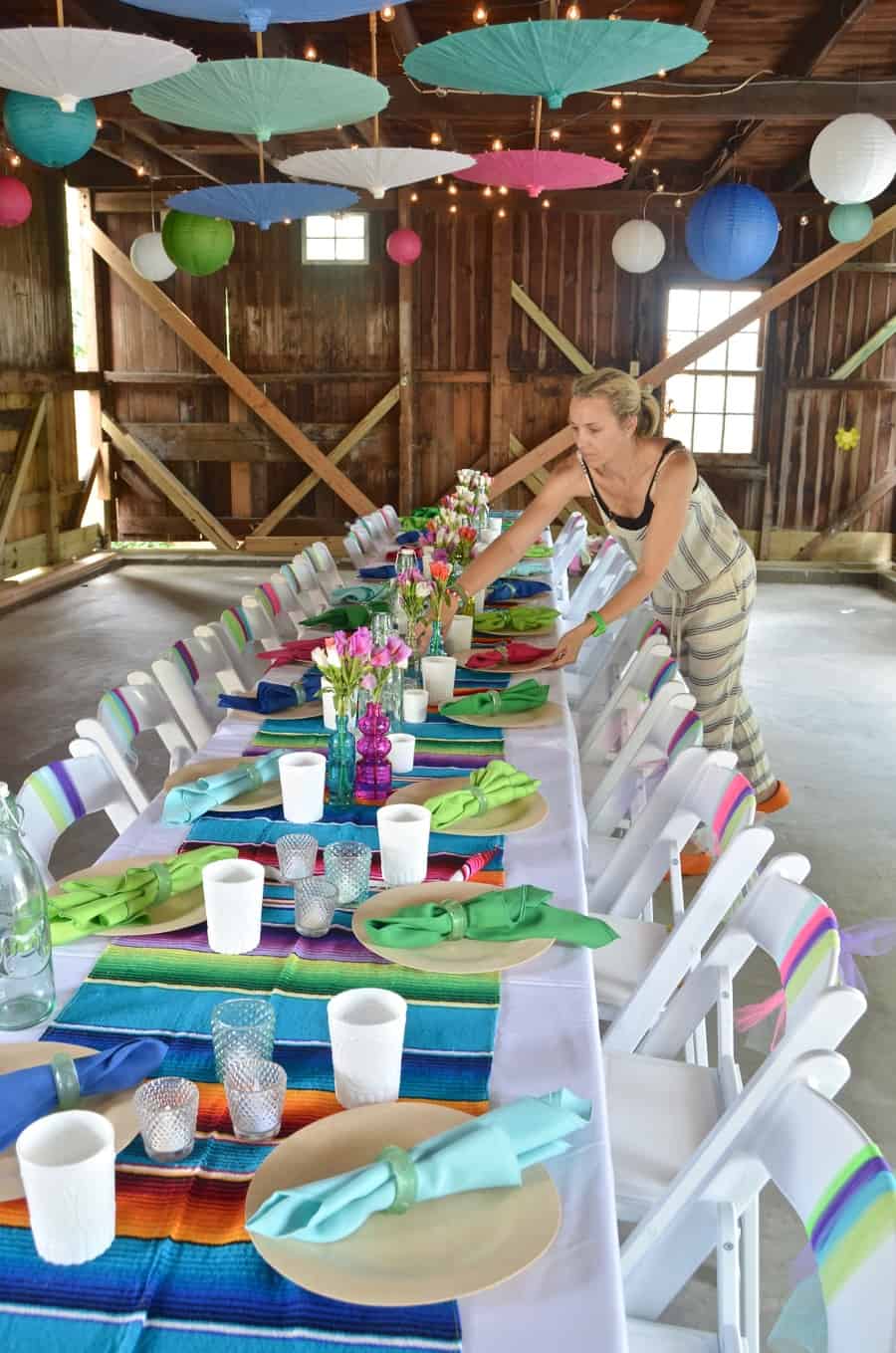 Decorating details to host a colorful rustic barn party.