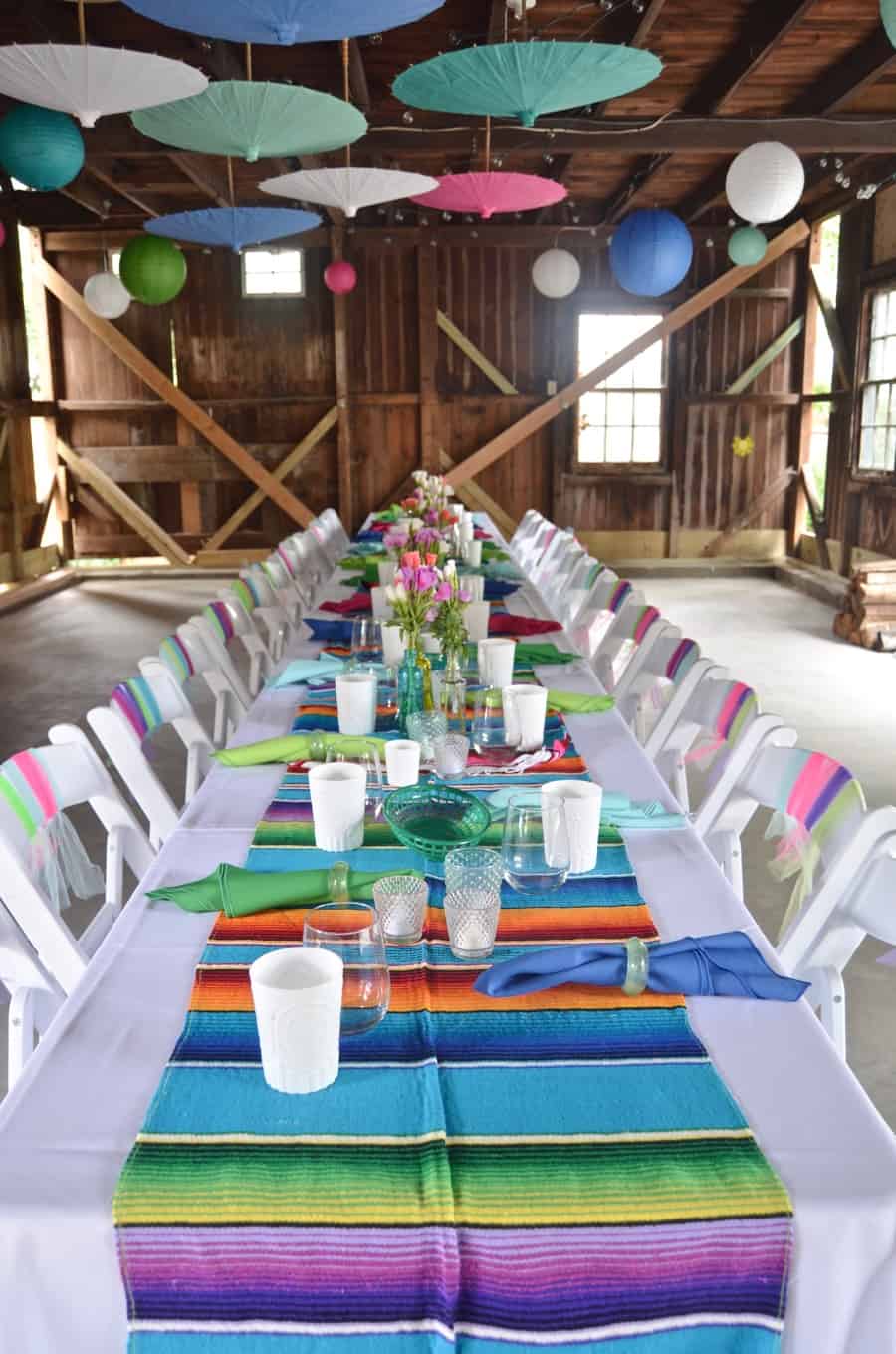 Decorating details to host a colorful rustic barn party.