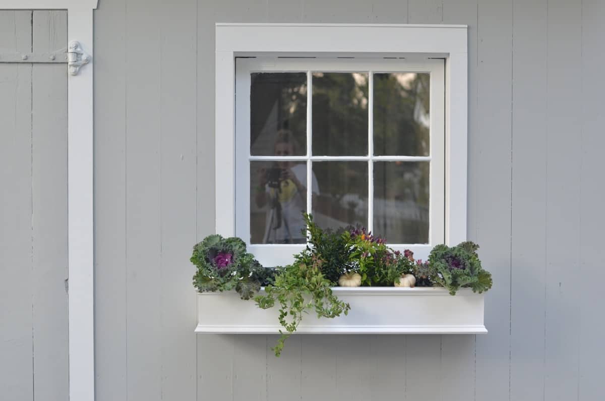 Backyard shed update- DIY window boxes.