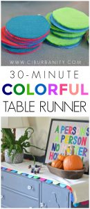 30-Minute colorful felt table runner... SO easy to make and a great way to jazz up your holiday table.