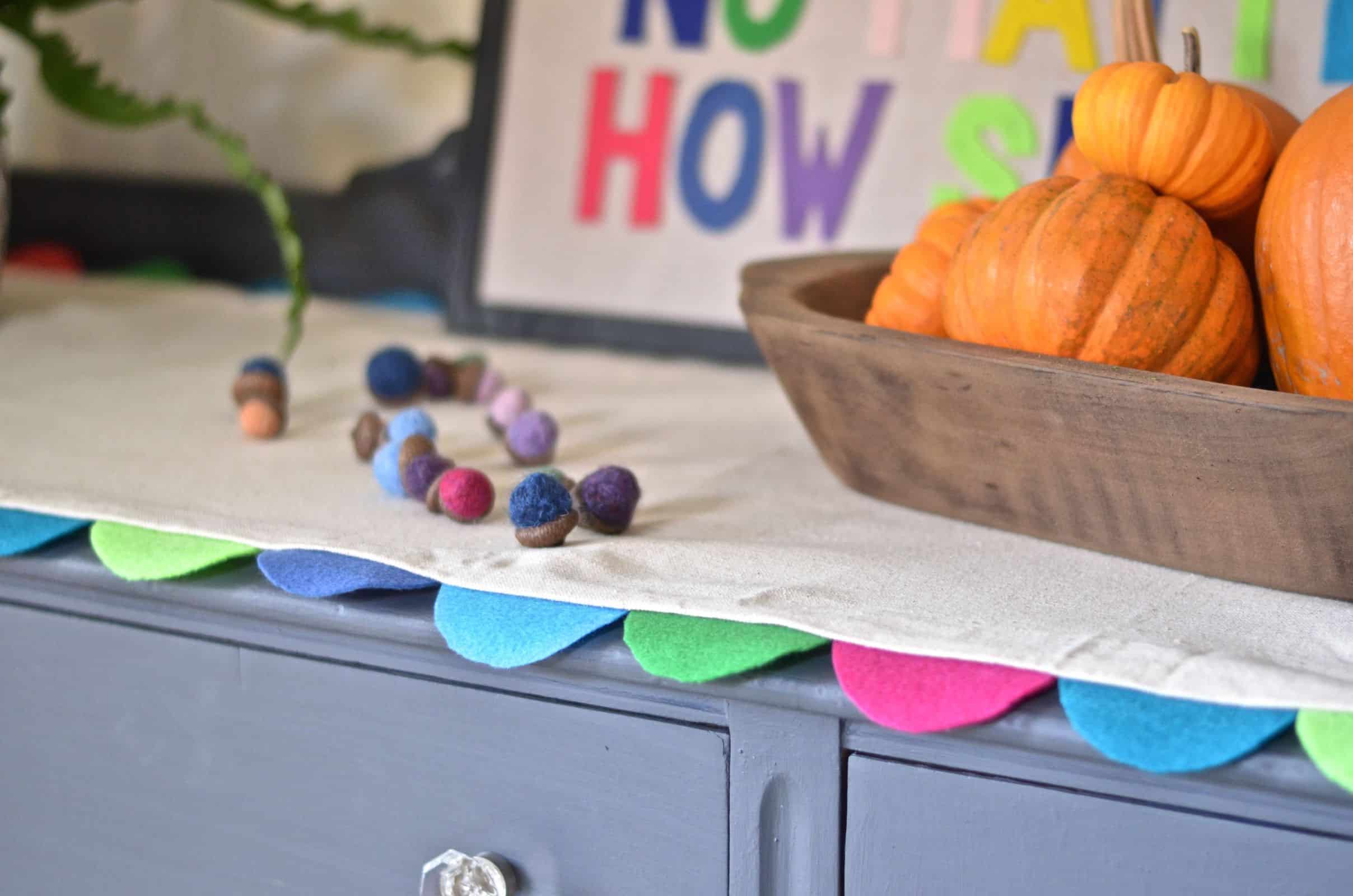 diy no sew colorful felt table runner