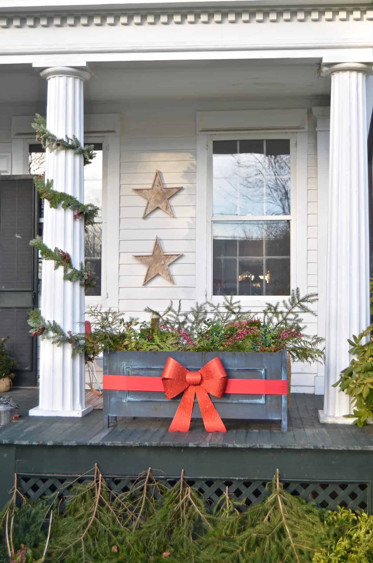 Decorating our New England front porch for Christmas, Connecticut Style.