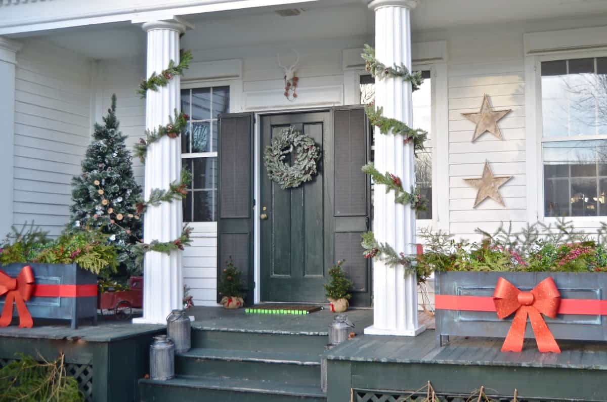 Decorating our New England front porch for Christmas, Connecticut Style.