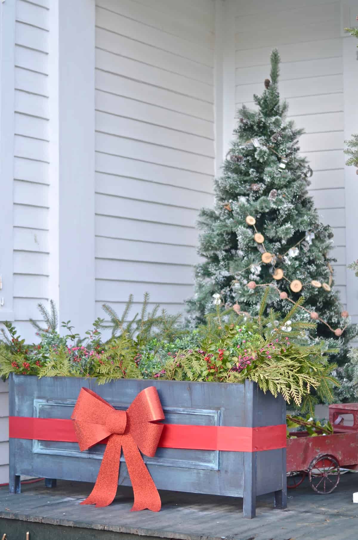 Decorating our New England front porch for Christmas, Connecticut Style.