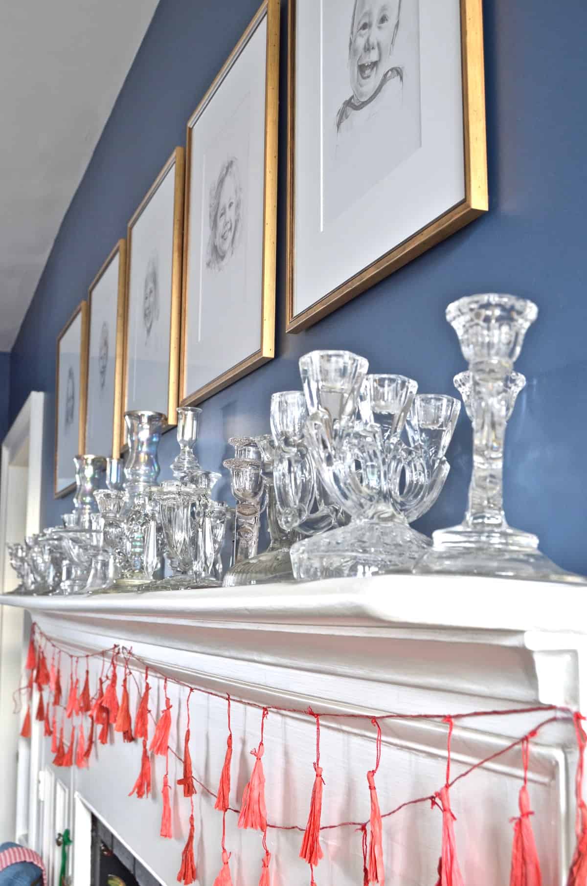 red and green christmas table for our eclectic blue and white dining room