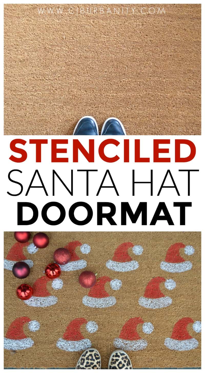 Stenciled santa clause door mat.