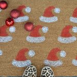 stenciled santa hat doormat