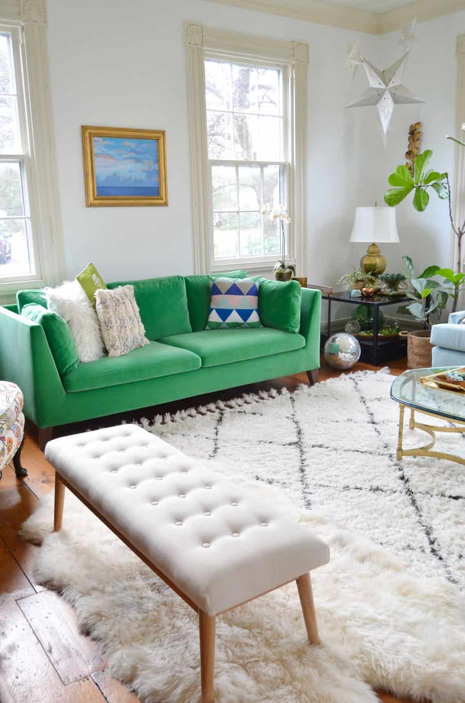 green Pantone color of the year used in decorating.