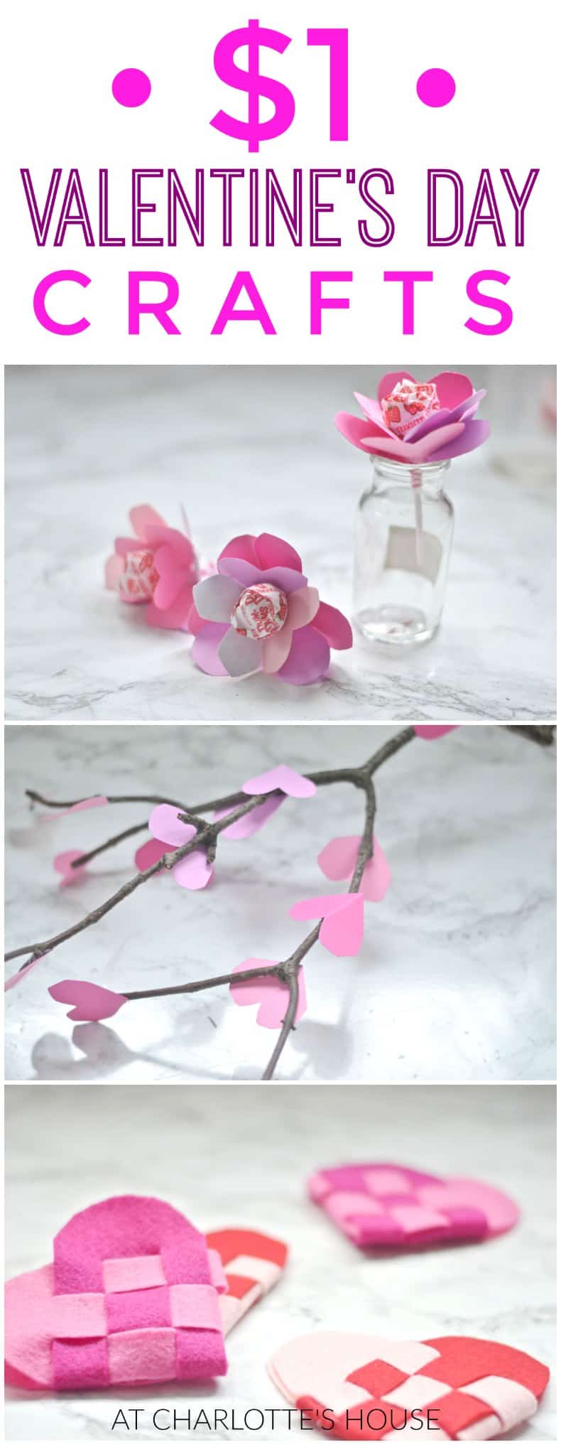 Simple and fast valentine's day crafts for under $1.