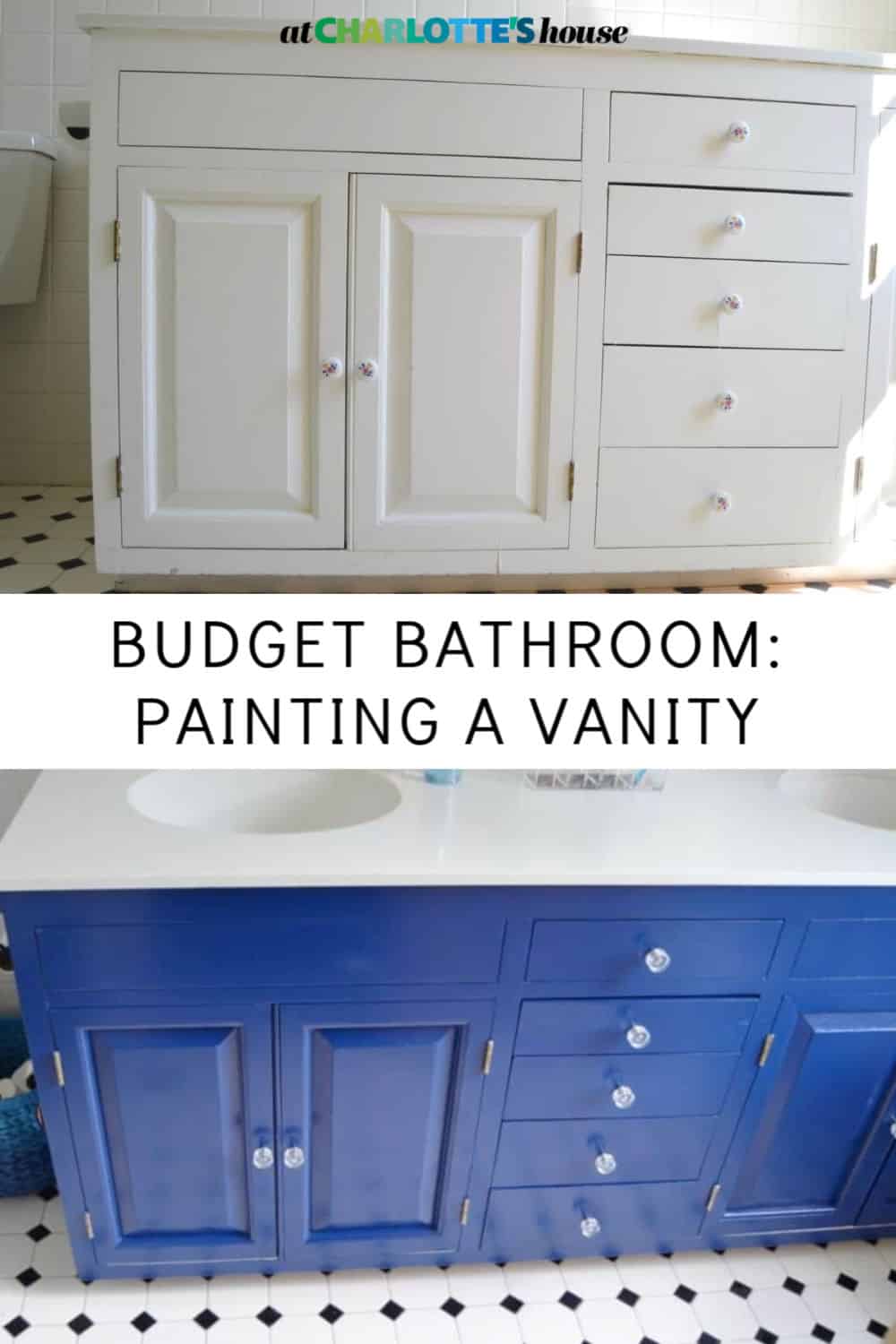 Navy Blue Vanity Makeover - At Charlotte's House