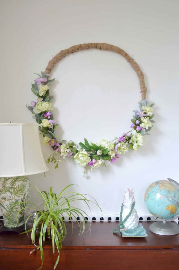 Make a simple, inexpensive spring wreath out of coat hangers!