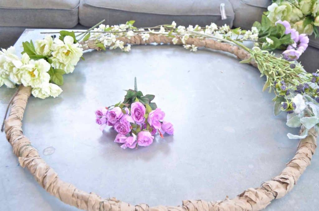 Make a simple, inexpensive spring wreath out of coat hangers!