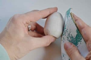 Plaster of paris DIY marbleized easter egg place card holders.