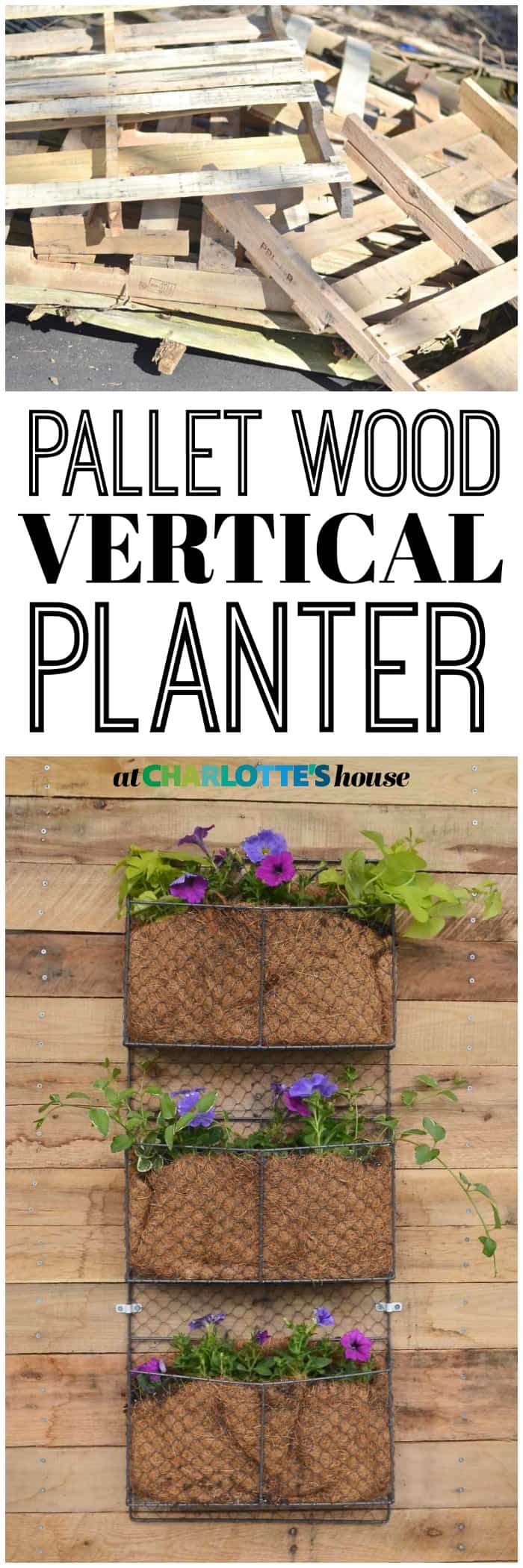 DIY Pallet wood vertical wall planter
