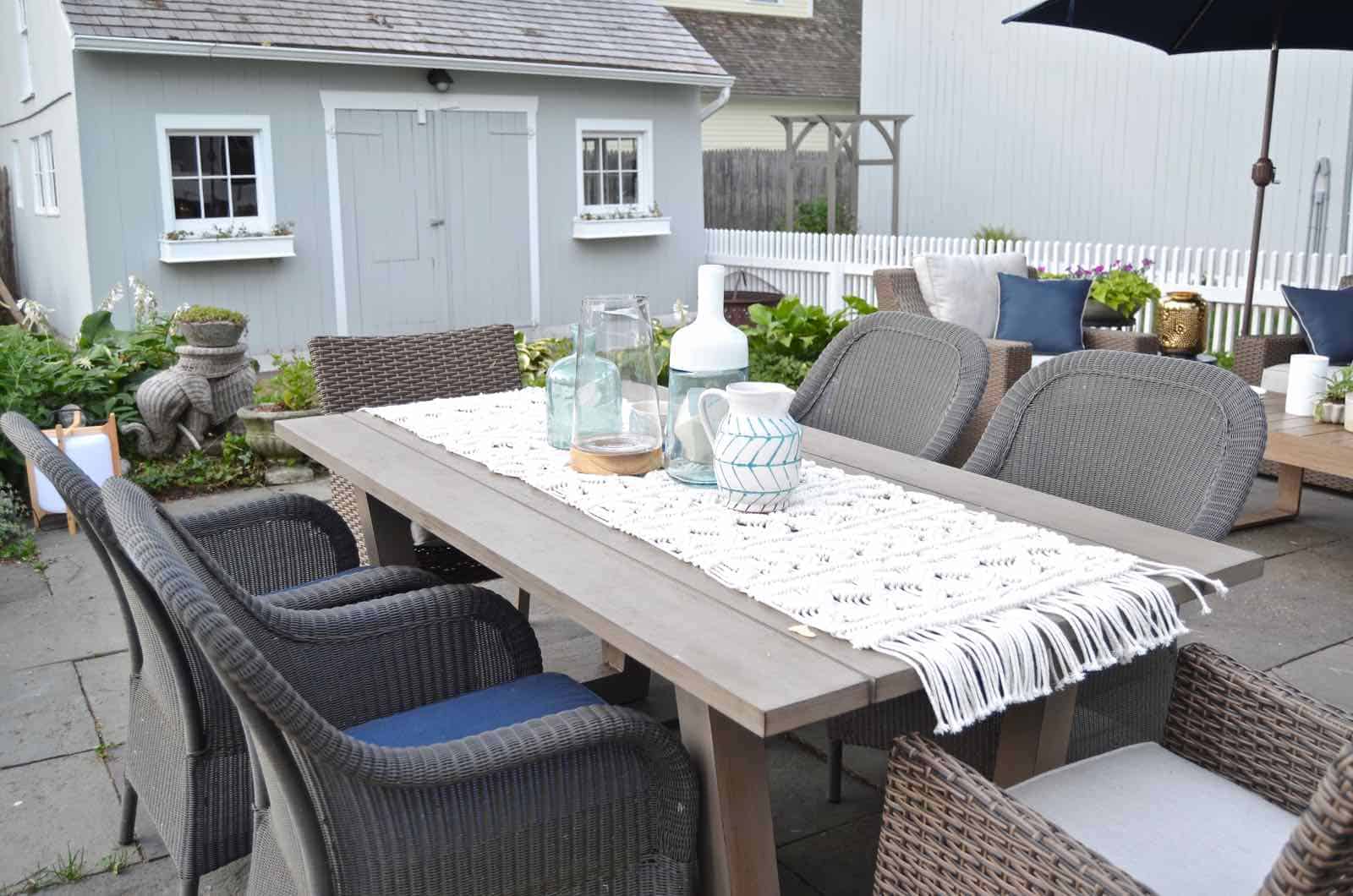 Phase 1 of our patio reveal... family friendly and cohesive furniture for the summer.