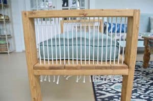 DIY bench made out of 2x4s with chic rope detail