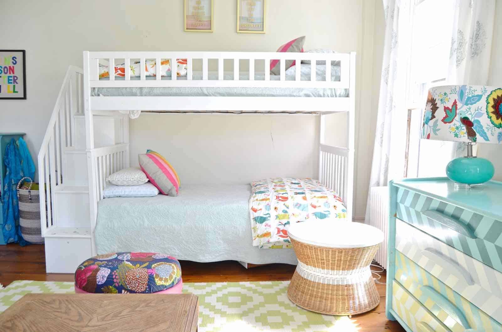 bun beds with fun kids bedding