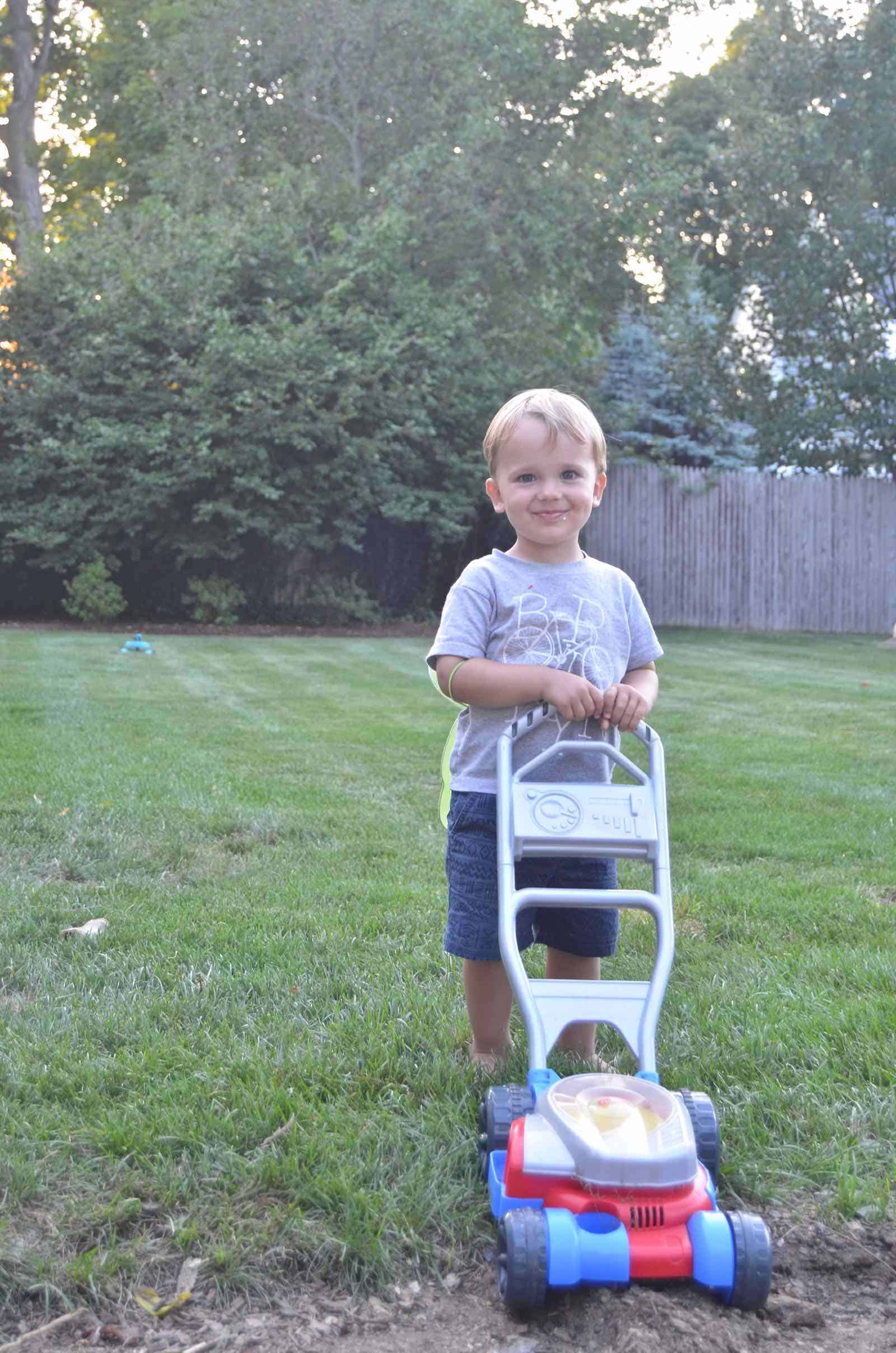 helping with yard work