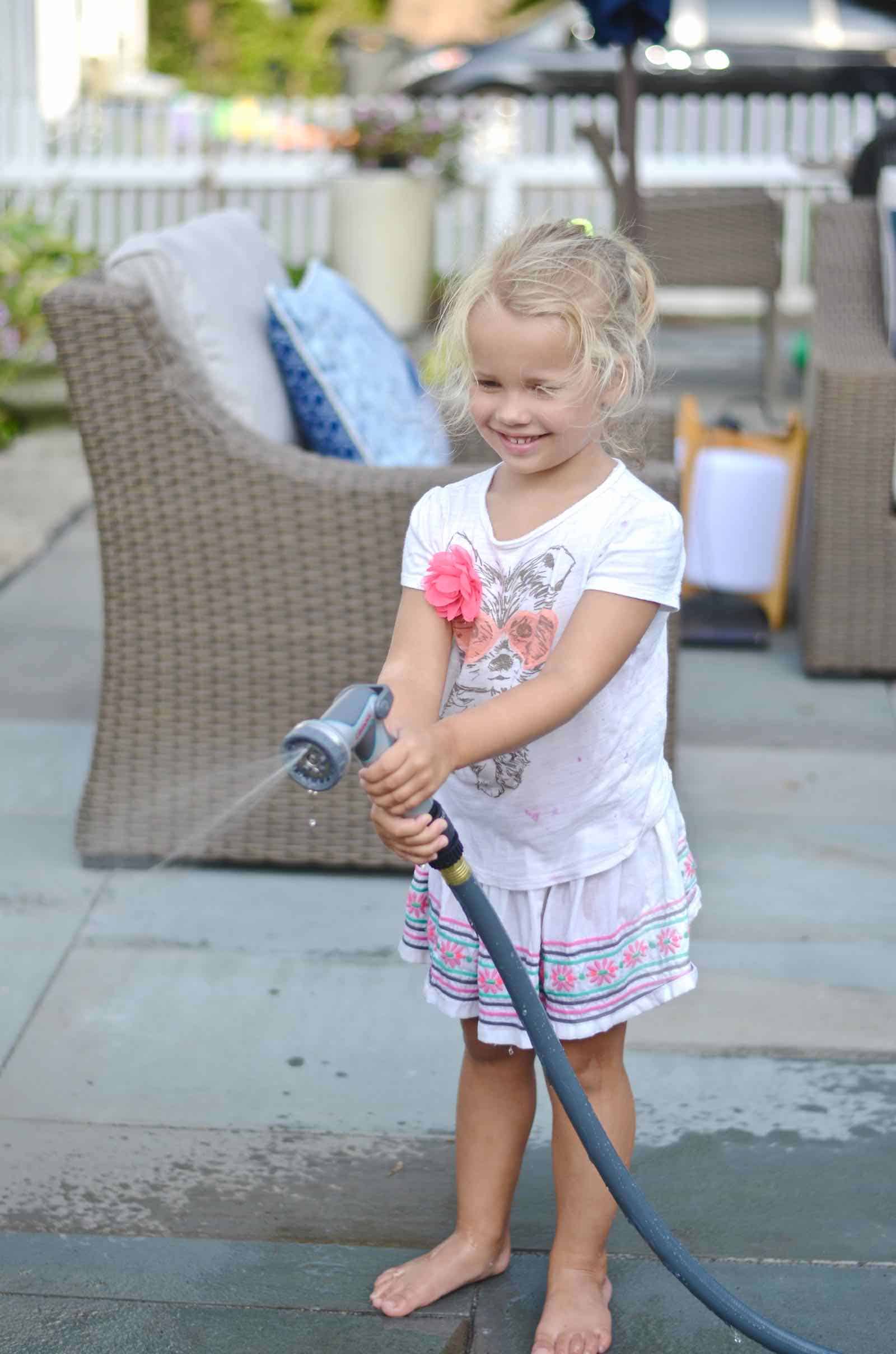 watering the backyard