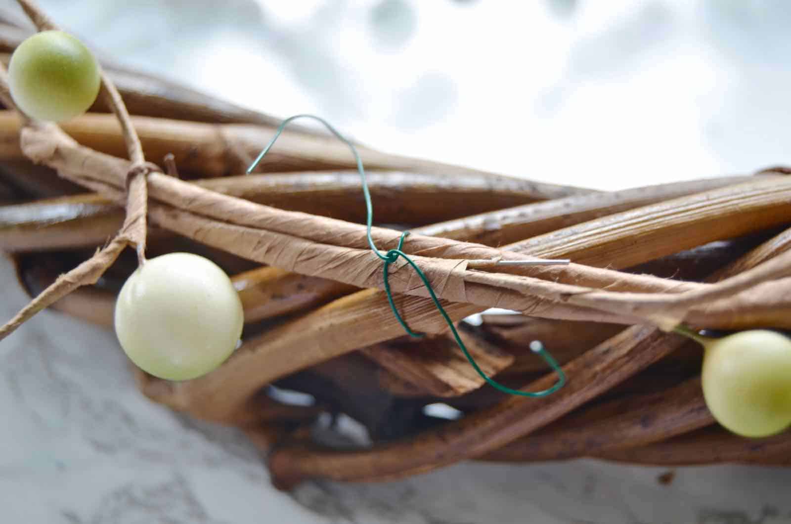 attach garland to wreath