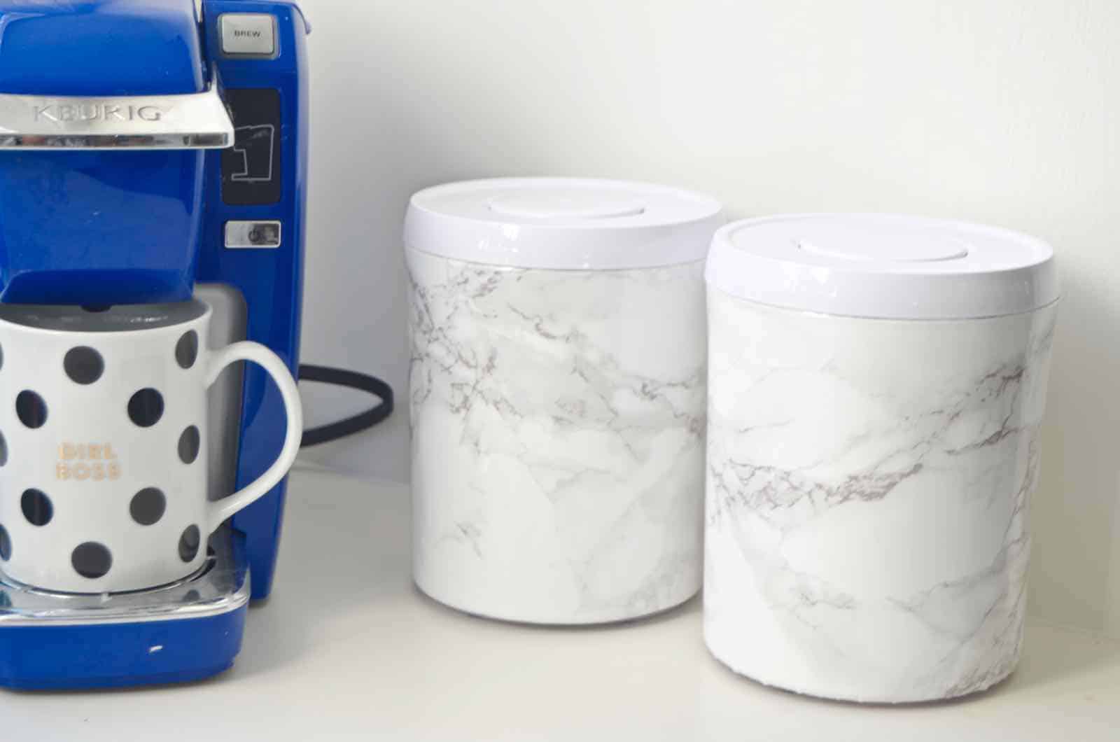 diy marble kitchen canister