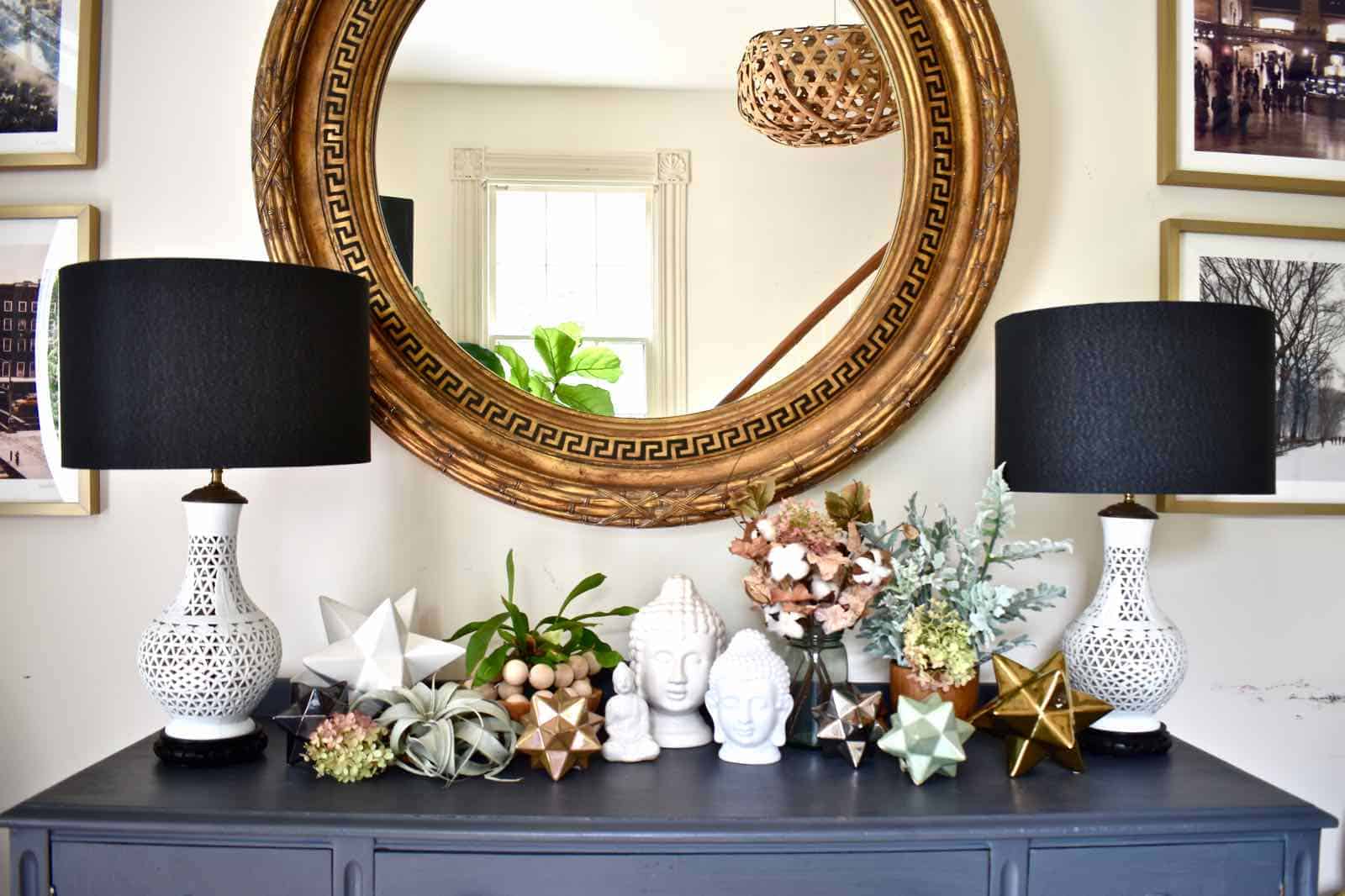 foyer table decorating for fall